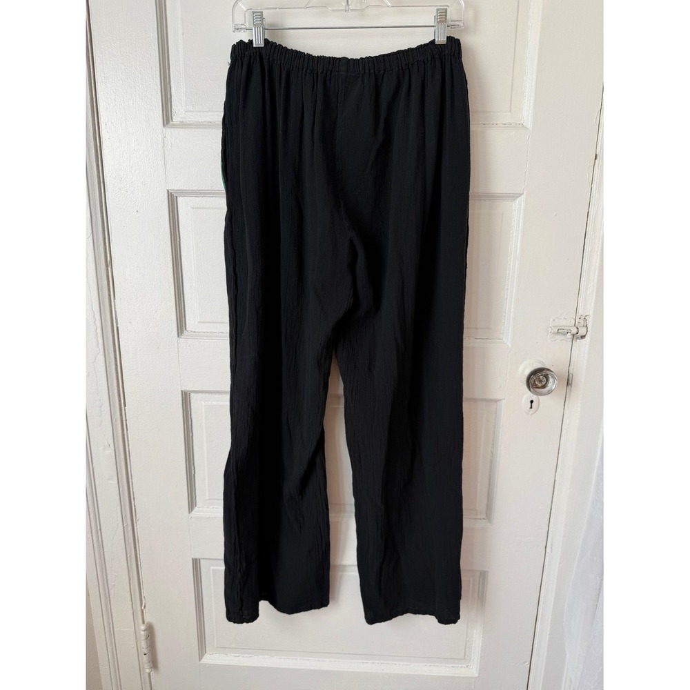Oh My Gauze Black Cotton Pants Pull On Elastic Waist Relaxed Boho Lagenlook NWT - Picture 9 of 13